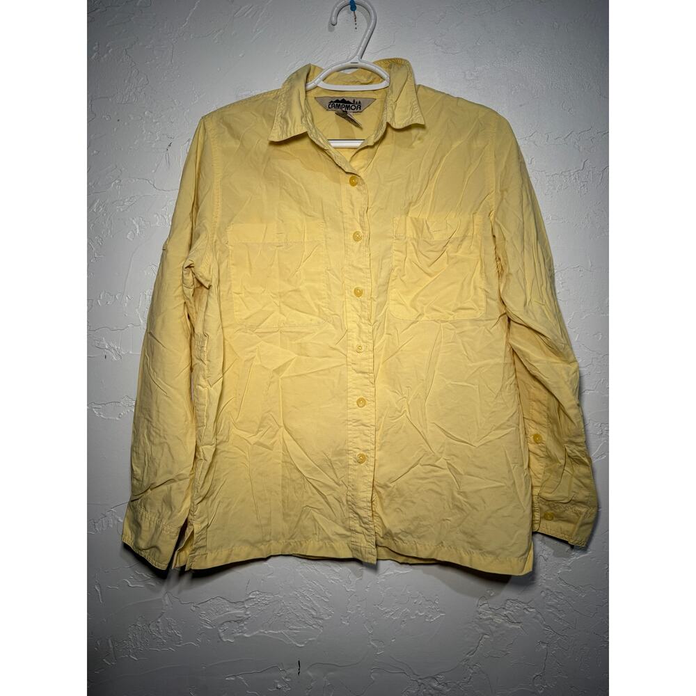Campmor button down yellow shirt womens medium camp casual outdoors utility gorp